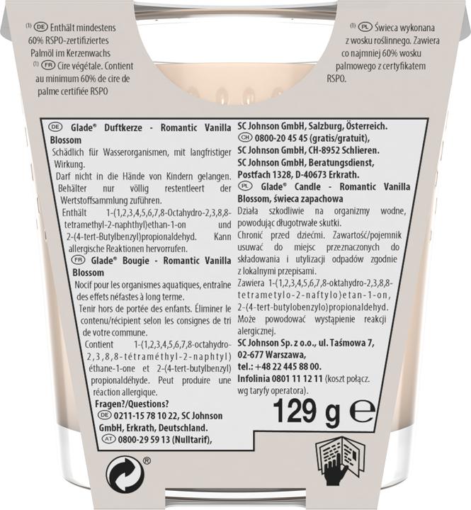Image du produit Glade Bougie parfumée Fleur de vanille romantique (129 g)