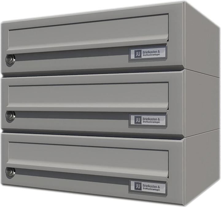 Produktbild Junie JU Hausbrieffachanlage 3-teilig, 375 x 330 x 280 mm, Stahl grau RAL 9007
