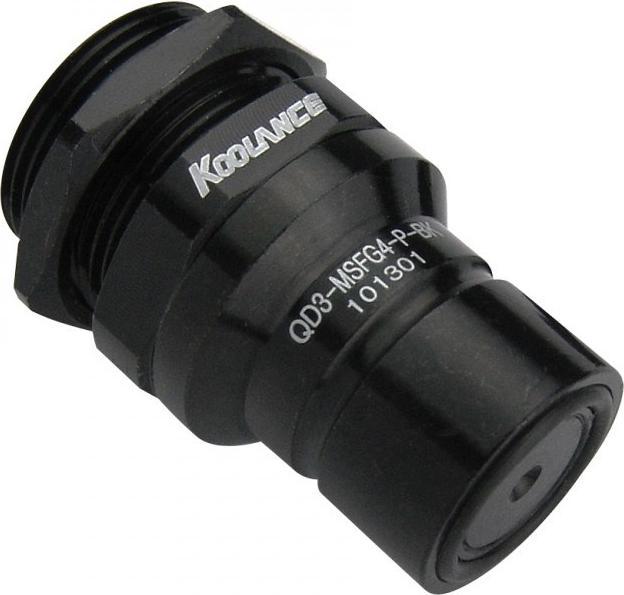 Produktbild Koolance QD3 quick connector with bulkhead, G1 / 4-inch straight plug - non-spill, black