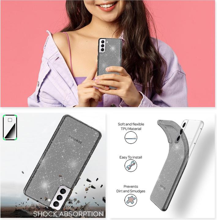 Immagine prodotto Nalia Coperchio del telefono cellulare Glitter (Samsung Galaxy S21)