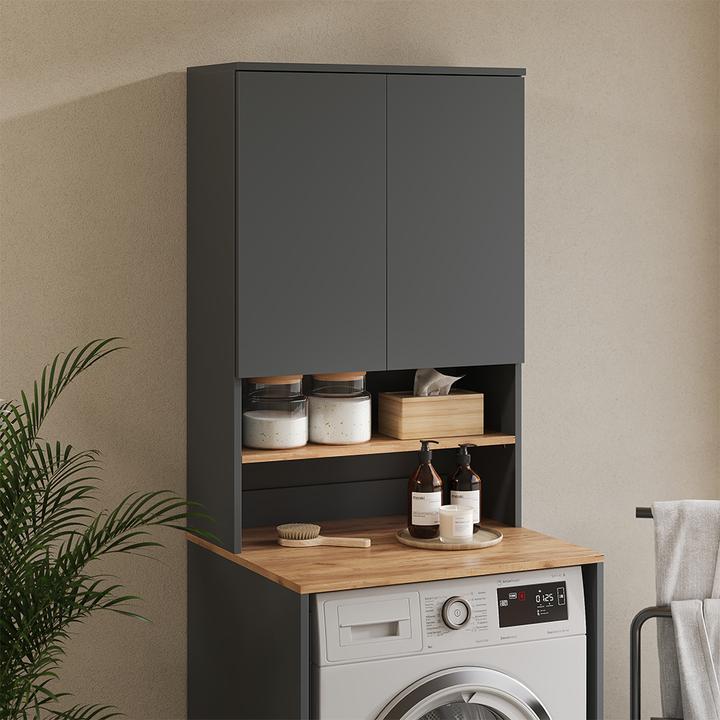 Produktbild Vichy Waschmaschinenoberschrank Viktor, Anthrazit/Goldkraft Eiche, 68 x 100.4 cm