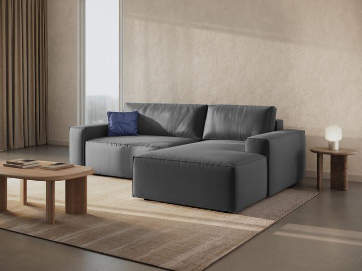 Immagine prodotto Micadoni Divano angolare destro in velluto con funzione letto e box, "Jodie", 3 posti, 246x151x86 Realizzato (Divano ad angolo)
