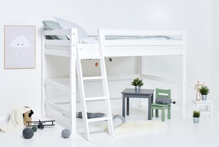 Actual product image Hoppekids ECO Luxury middle loft bed in 120x200cm with continuous fall out protection and sloping ladder (120 x 200 cm)