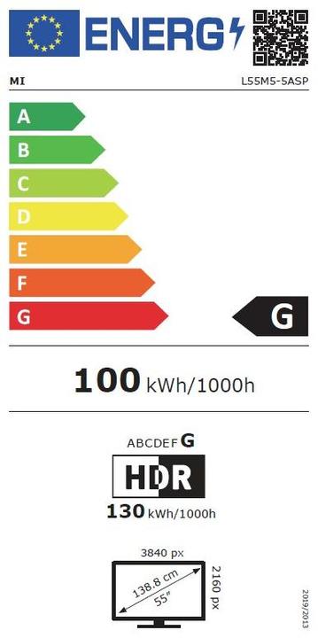 Energie-Label Xiaomi L55M5-5ASP (55", LCD, 4K, 2019)