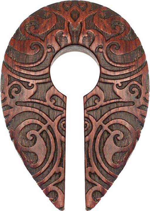 Image du produit Star Piercing Ohrgewicht Schlüsselloch zwei Enden Graviert aus Sawo Holz (sans laiton, Organique)