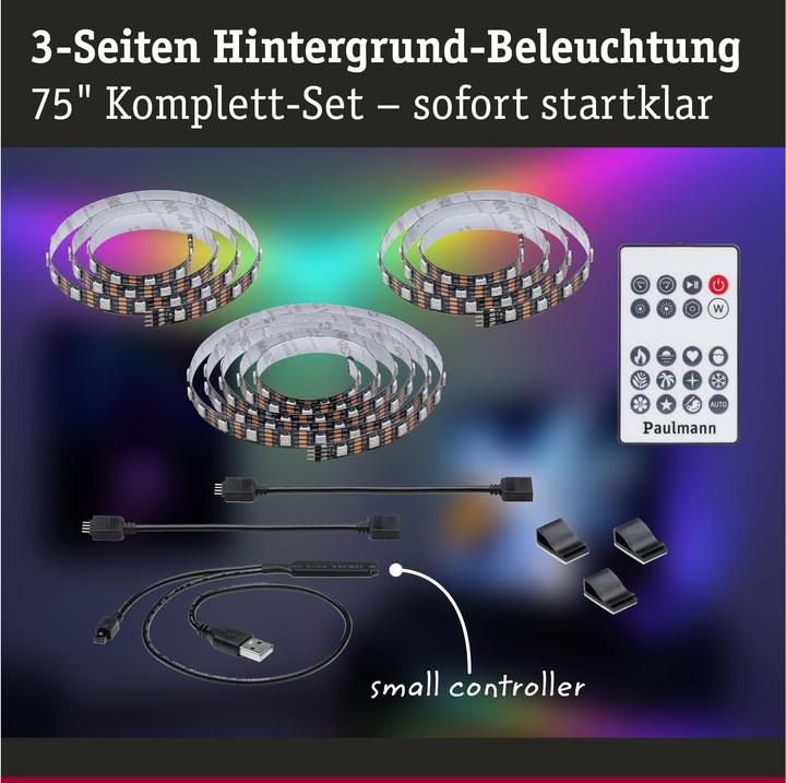 Image du produit Paulmann Luminaires USB TV Strips RGB 75 pouces (RGB, 310 cm, Intérieur)