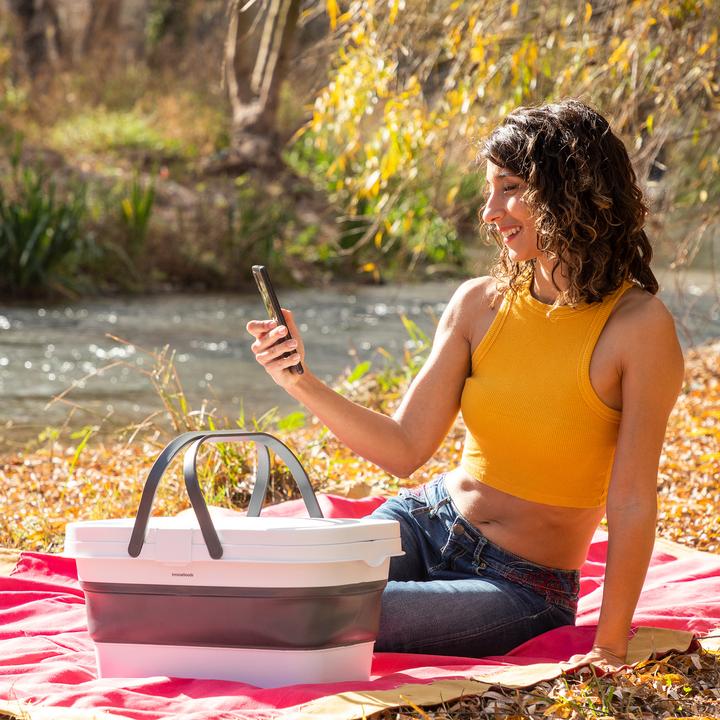 Produktbild InnovaGoods Faltbarer Picknickkorb mit Tisch-Deckel Pickning