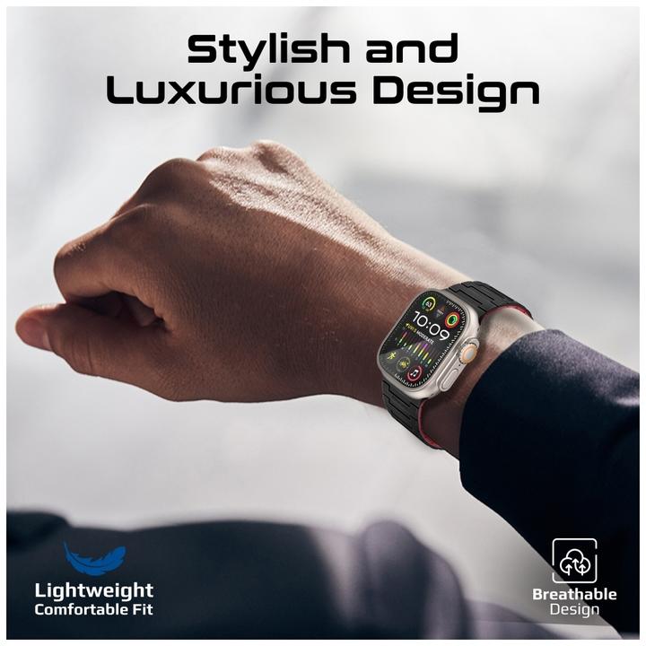 Image du produit ProMate MagBand-MS Black Apple Watch Armband (44 mm, 49 mm, 45 mm, 42 mm, Silicone)