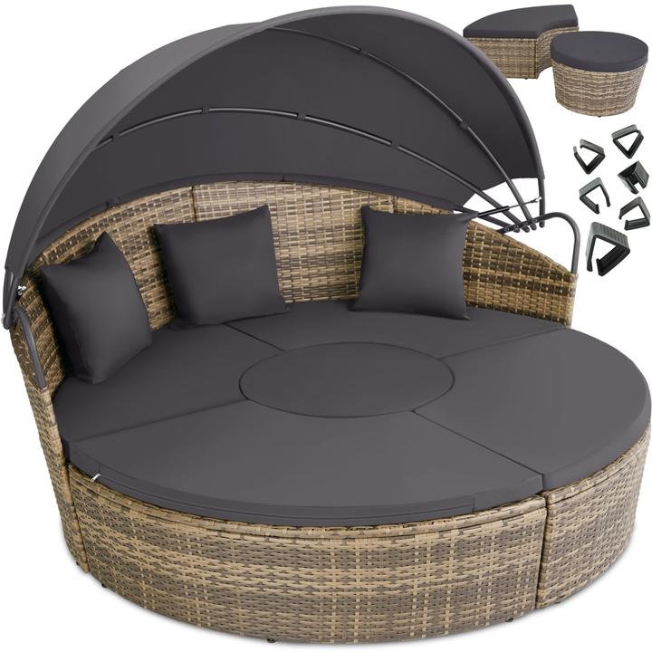 Produktbild tectake Sonneninsel Rattan mit Aluminiumgestell und Sonnendach