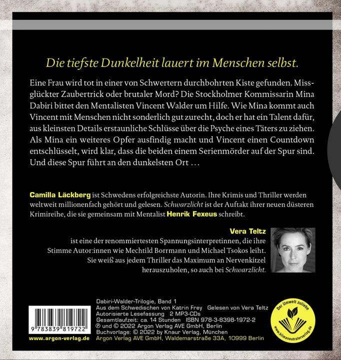 Image du produit Lumière noire (Camilla Läckberg, Henrik Fexeus, Vera Teltz, Katrin Frey, Allemand)