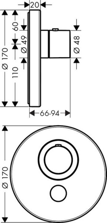 Produktbild Axor Starck ShowerSelect Round Thermostat Highflow Unterputz für 1 Verbraucher und einen
