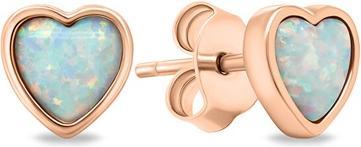 Brilio Silver - Delicate bronze earrings Hearts with synthetic opals EA610R