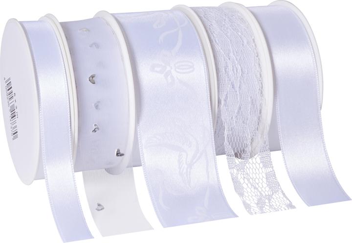Image du produit Magni Ruban cadeau mariage satiné blanc 15,0/25,0/40,0 mm x 5x 3,0 m (Ruban, 5 x)