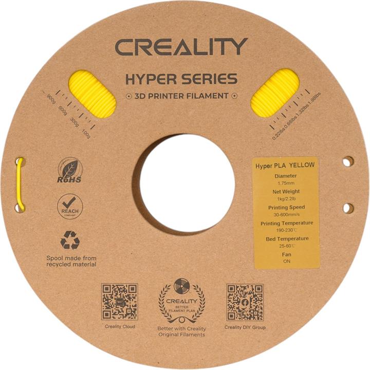 Actual product image Creality Hyper PLA - 1.75mm - 1kg (PLA, 1.75 mm, 1000 g, Yellow)