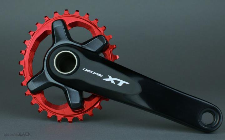 Actual product image AbsoluteBLACK aBLACK MTB OVAL XT M8000/MT700 assymetrical chainring N/W RED ROT (36)