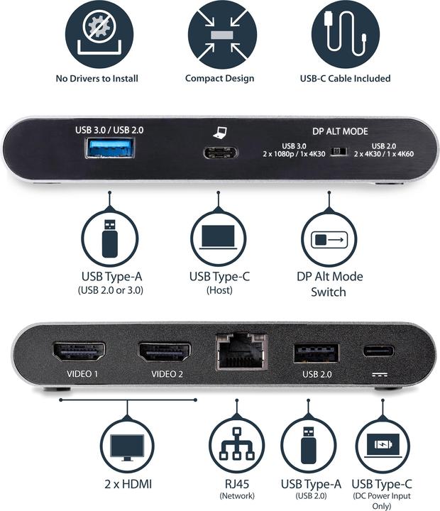 Image du produit StarTech DK30C2HAGPD (USB-C, 4 Ports)