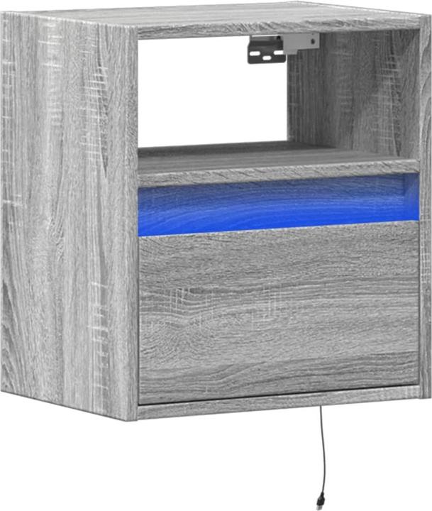 Actual product image VidaXL TV cabinet Wall unit Lowboard Hanging with LED lighting Grey Sonoma
