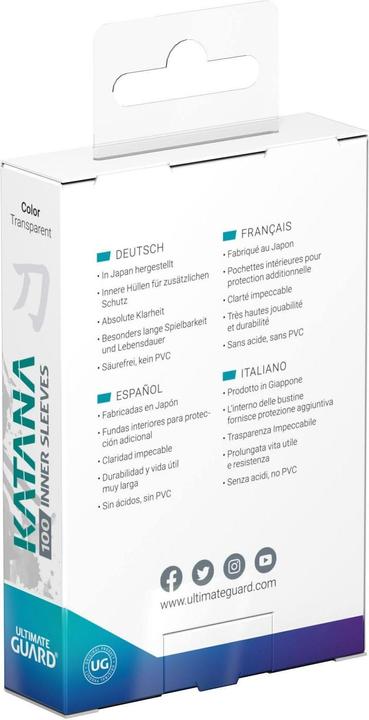 Actual product image Ultimate Guard Card Sleeve Katana Inner Sleeves Standard Transparent 100
