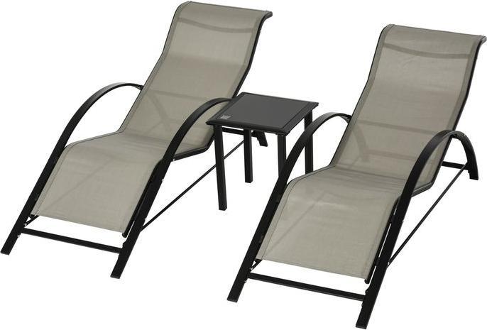 Produktbild Swisshandel24 3-tlg Gartenliegen mit Tisch, Metall grau und schwarz (169 cm)