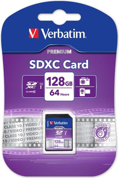 Actual product image Verbatim SDXC Card Class 10 Premium (128 GB, SDXC, U1, UHS-I)