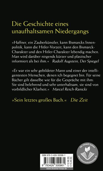 Produktbild Von Bismarck zu Hitler (Deutsch, Sebastian Haffner, 2015)