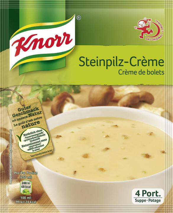 Produktbild Knorr Steinpilz-Crème Suppe Beutel, Pilzsuppe mit feinen Steinpilzen, crèmig & mit Zwiebeln abgeschmeckt