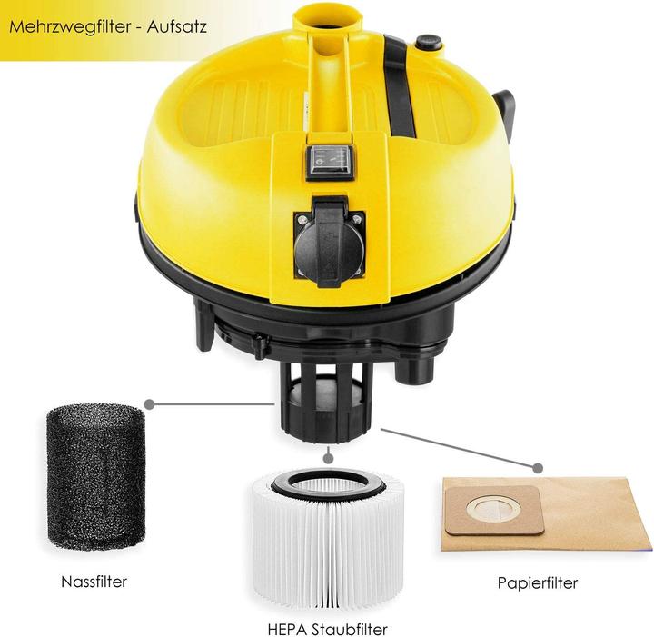 Immagine prodotto Masko 6IN1 Aspirapolvere industriale giallo (Aspirapolvere a umido e a secco)