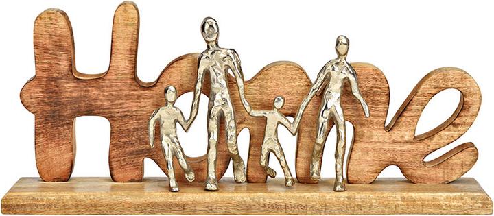 Produktbild G. Wurm Aufsteller Home mit Metallfiguren aus Mangoholz natur (B/H/T) 52x23x10cm