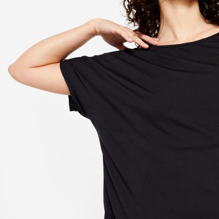 Actual product image Domyos Dance shirt ladies short sleeve flowing modern dance - black (XS)