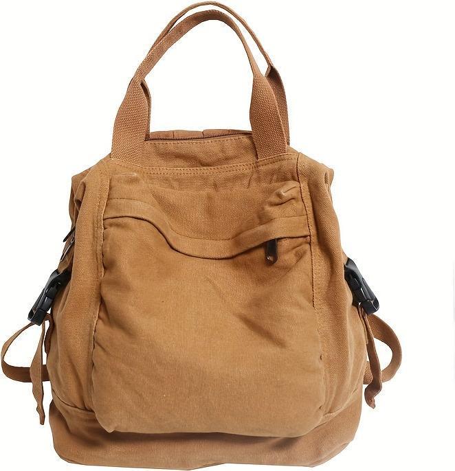 Actual product image Only-Bags.Store Vintage-inspirierter Freizeitrucksack, einfarbig, faltbar mit festen Schulterriemen