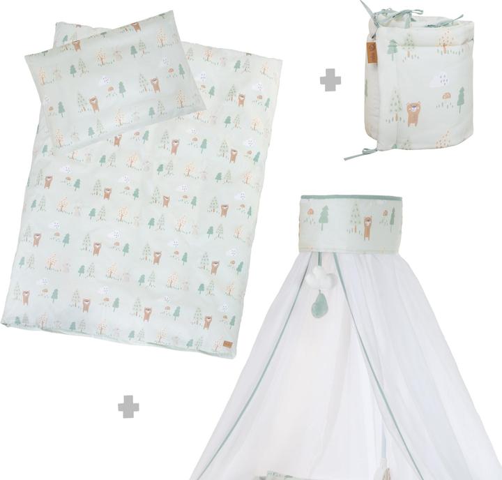 Produktbild Roba Kinderbettgarnitur 4-teilig Woodland Buddies (100 x 135 cm, 40 x 60 cm)