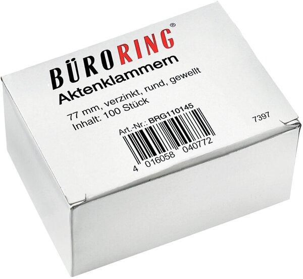 Image du produit Büroring Aktenklammern 77 mm, verzinkt, rund, gewellt, 100 Stück (100 x)
