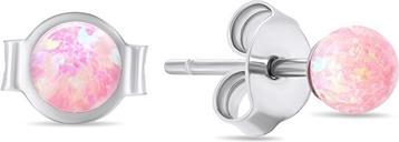 Brilio Silver - Fine silver stones with pink synthetic opals EA625WP