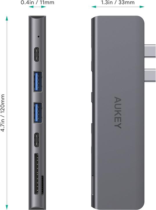 Actual product image Aukey CB-C76 (USB-C, 7 Ports)