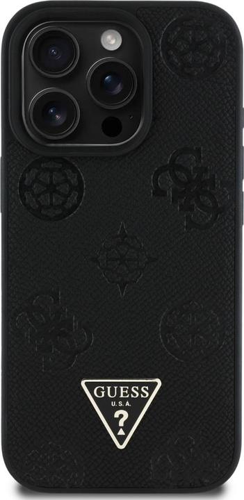 Actual product image Guess Case Grained Hot Stamp Peony Triangle Logo MagSafe for iPhone 16 Pro black (Apple iPhone 16 Pro)