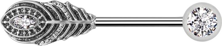 Image du produit Star Piercing Barbell argent avec boules front cristal argent et plume (Laiton, Acier chirurgical 316L)