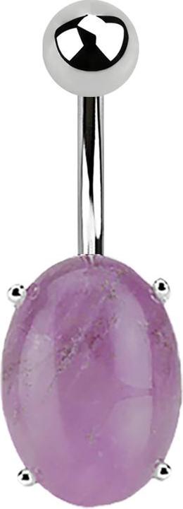 Star Piercing Banane silber mit Ovalem Amethyst Stein (Mineralisch, ohne Messing, Chirurgenstahl 316L)