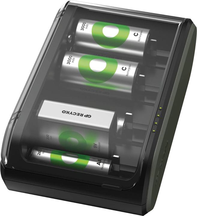 GP Batteries Rechargeur de batterie (1 pcs, AA, AAA, C, D, Piles rechargeables + chargeur)