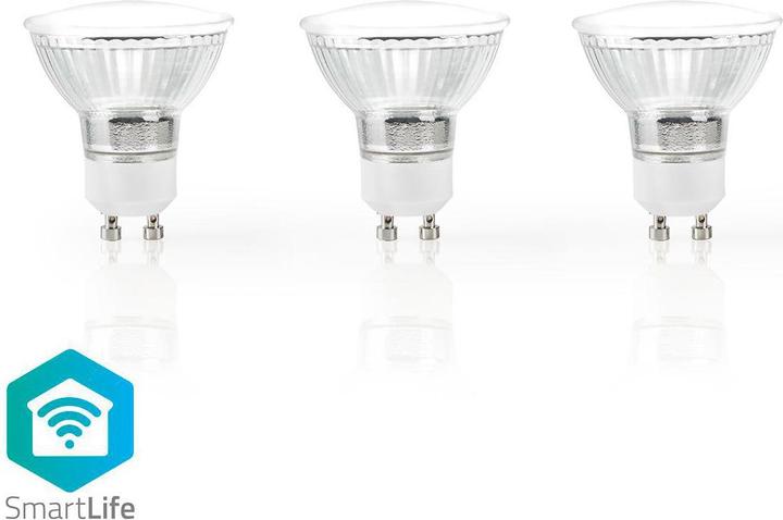 Produktbild Nedis SmartLife-LED-Glühbirne | Wi-Fi | GU10 | 330 lm | 5 W | Warmweiss | 2700 K | Energieklasse: A+ (GU10, 5 W, 330 lm, 3 x, G)