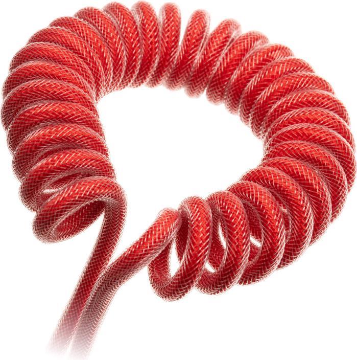 Actual product image Ducky Premicord Apple Red Spiral Cable, USB Type C to Type A - 1.8m (1.80 m, USB 2.0)