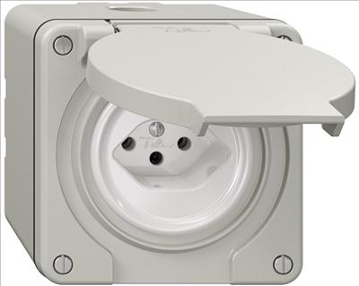Produktbild Feller Steckdose Typ 13 nass IP55/21 grau