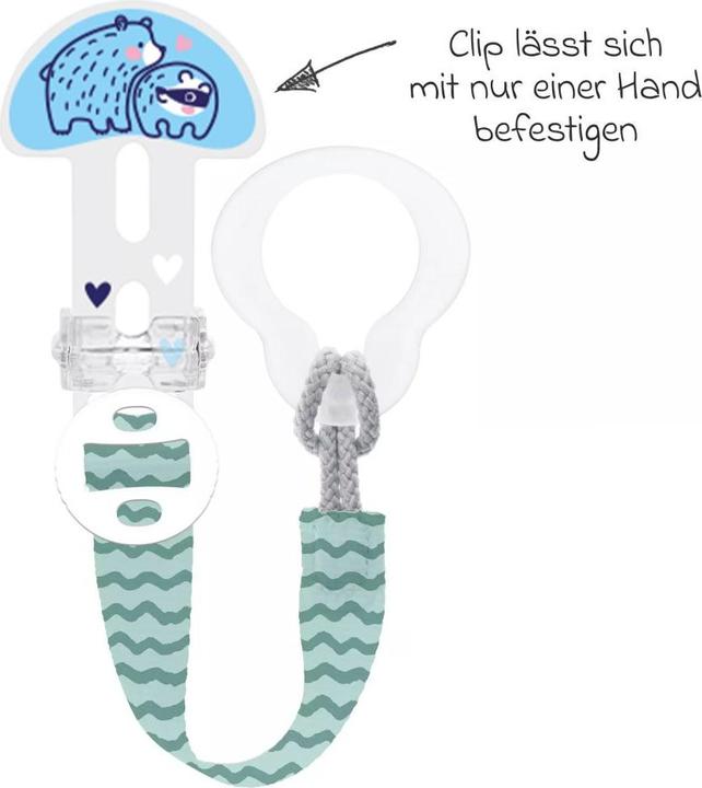 Actual product image MAM Schnullerketten Schnullerband Clip it! mit Cover - Bär (1 x, from birth)