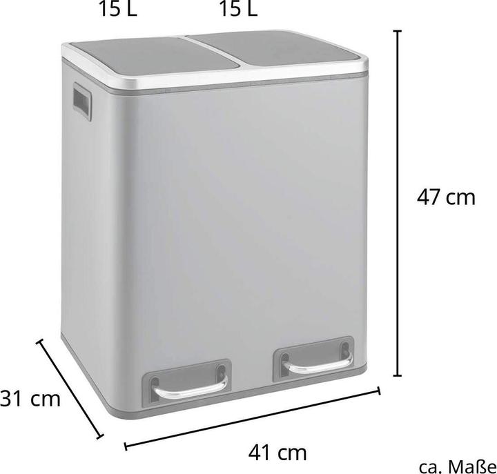 Image du produit Svita TM2X15 Poubelle à pédale, Gris (30 l)