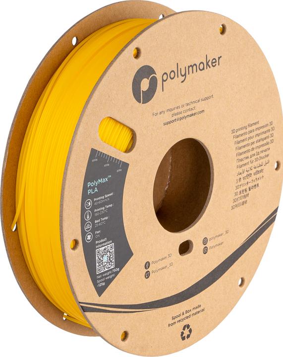 Image du produit Polymaker PolyMax PLA - Jaune vrai - 2.85mm (Bien que le PLA, 2.85 mm, 1330 g, Jaune)
