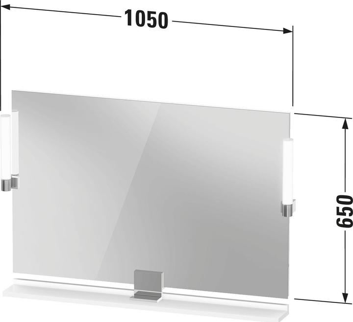 Produktbild Duravit Sivida Spiegel, chrom, 1050x36x650mm, Aufsatzleuchte, Sensorschalter, Netzanschluss