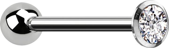 Produktbild Star Piercing Barbell Innengewinde silber mit Kugel und Kristall silber (Titan G23, ohne Messing)