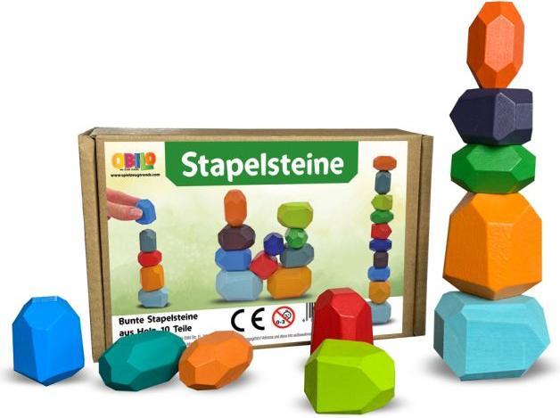 Produktbild Kögler Stapelsteine aus Holz, Bausteine, bunt, 10-teilig