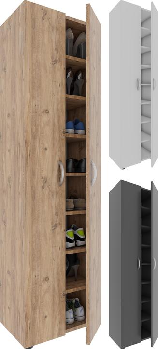 Produktbild VCM XXL Holz Grosser Schuhschrank Schuhkommode Schuhregal Stiefel Gross Ulas 8 Fächer (49 x 30 x 173 cm)