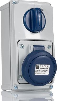 Image du produit Rs Pro Connecteur de puissance femelle bleu 2P+E, 230 V / 16A, montage mural IP67