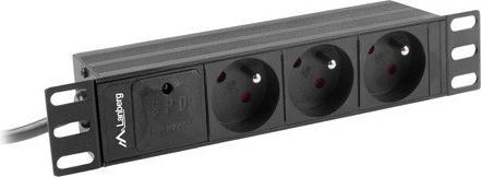 Actual product image Lanberg PDU-03E-0200-BK Power Distribution Unit (PDU) 3 AC outlets 1U